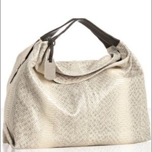 furla cream python print bag